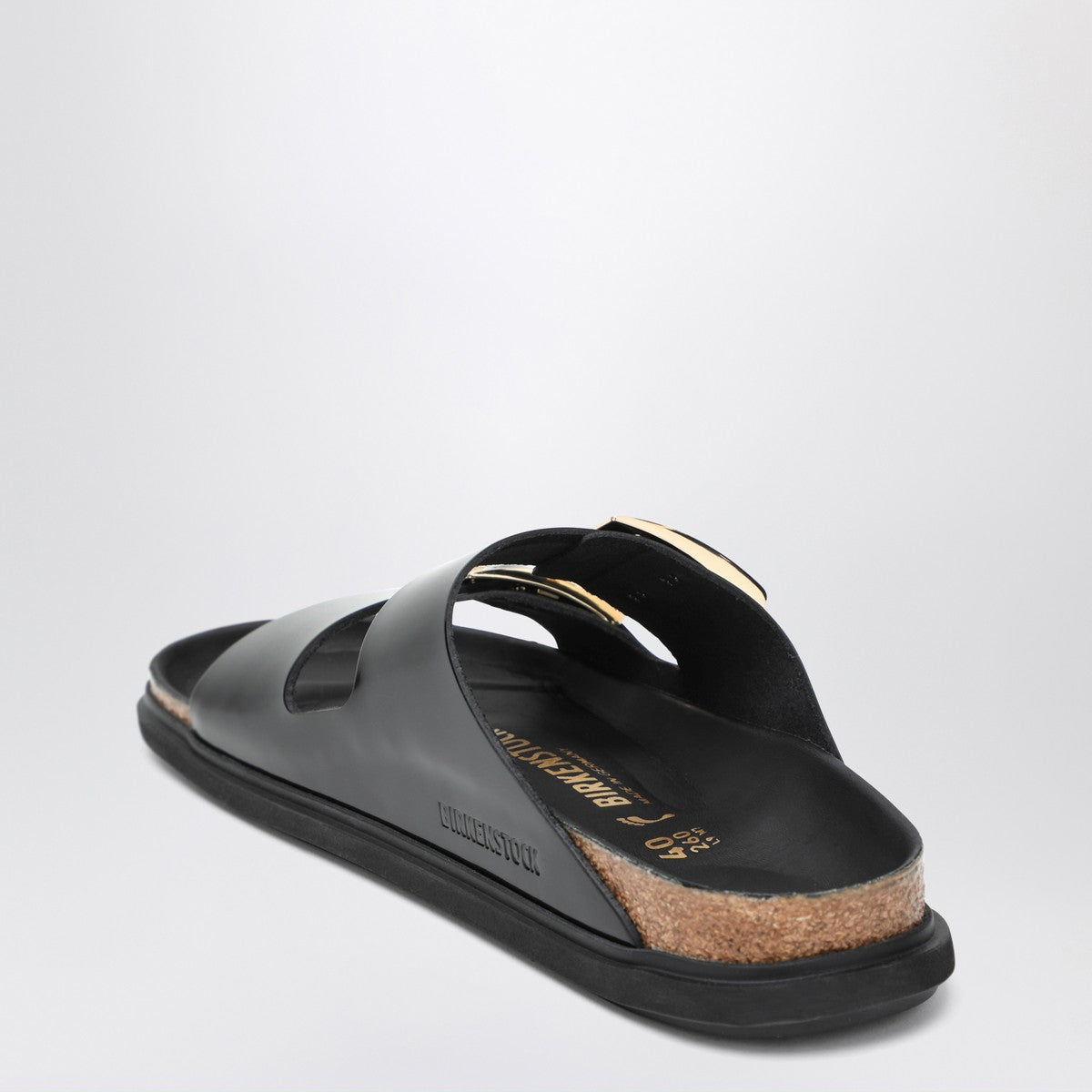 Birkenstock Slide Arizona Droplet Buckle in black patent leather