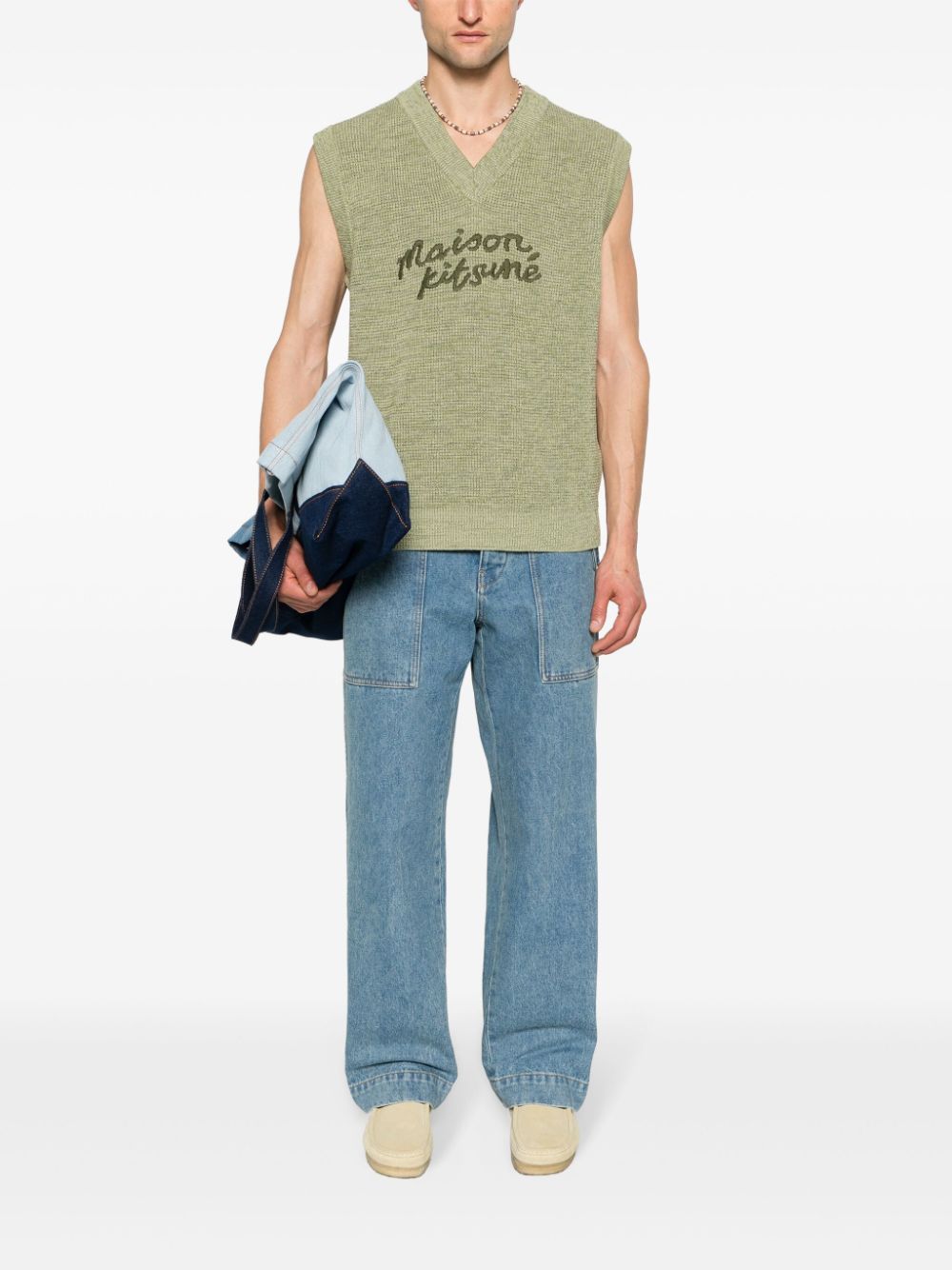 جينز ميوزون كيتسونيه MAISON KITSUNE' أزرق فاتح