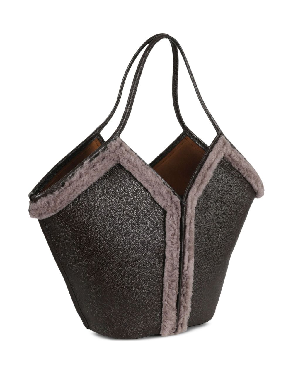 Hereu Shearling-trimmed tote bag