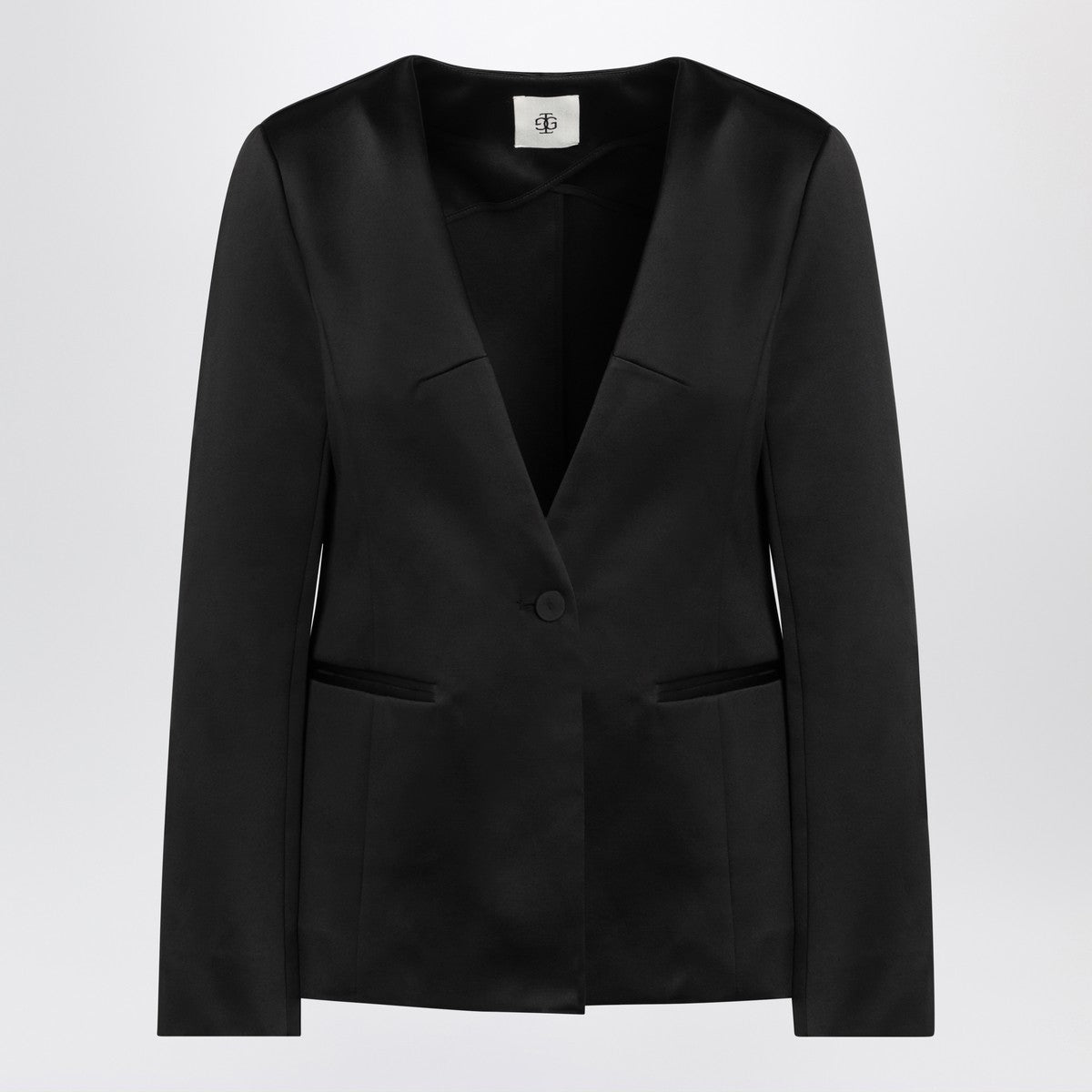 the garment Black single breasted cotton blend jacket
