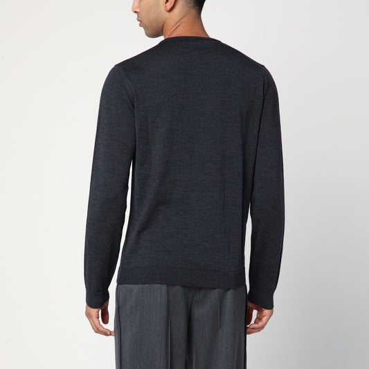 Roberto Collina Anthracite grey crew neck wool sweater