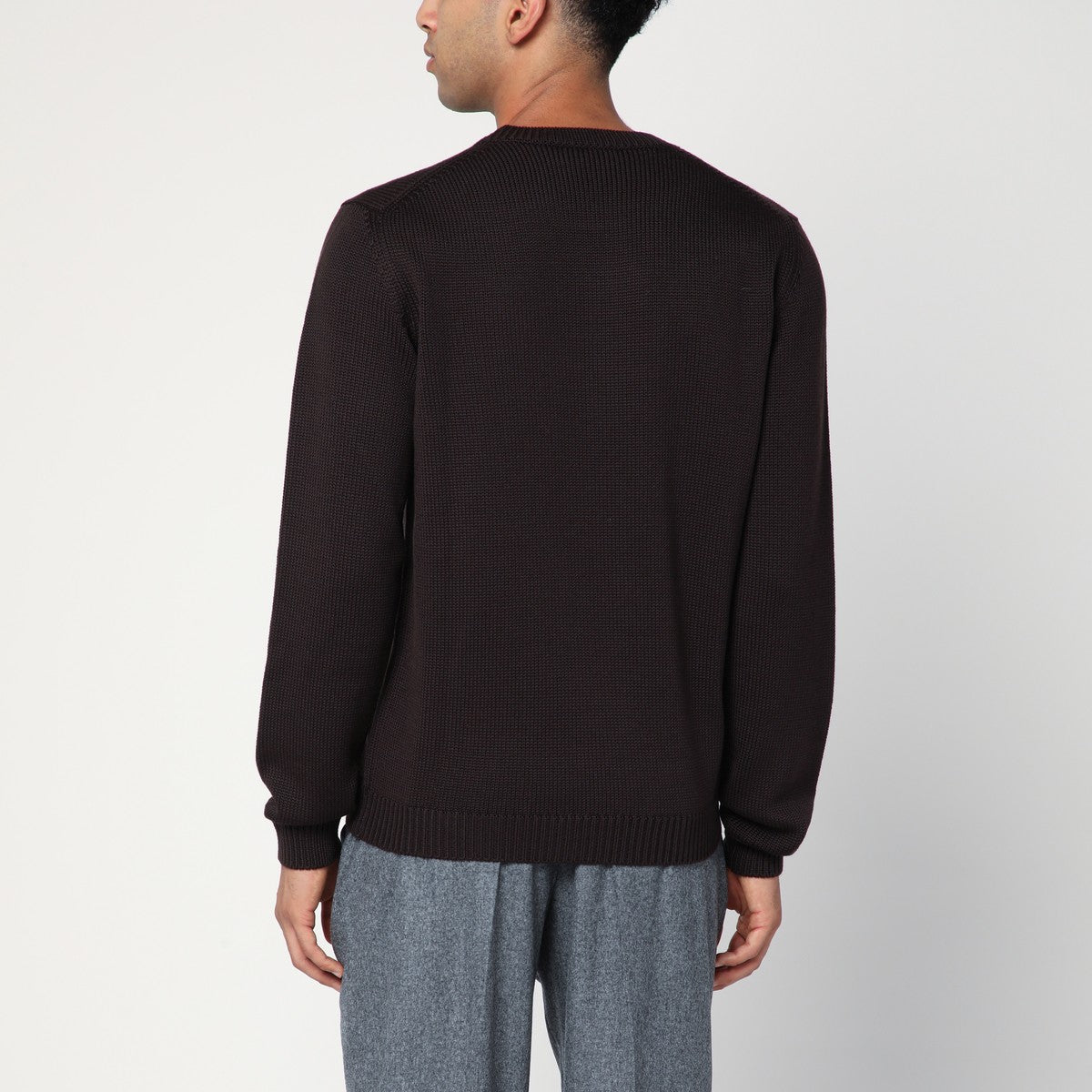 Roberto Collina Brown crew neck wool sweater