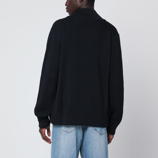 Roberto Collina Navy blue wool zip cardigan