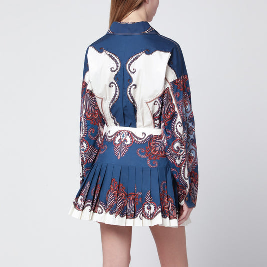 FARM Rio Deep blue and sand shirt with arabesque print