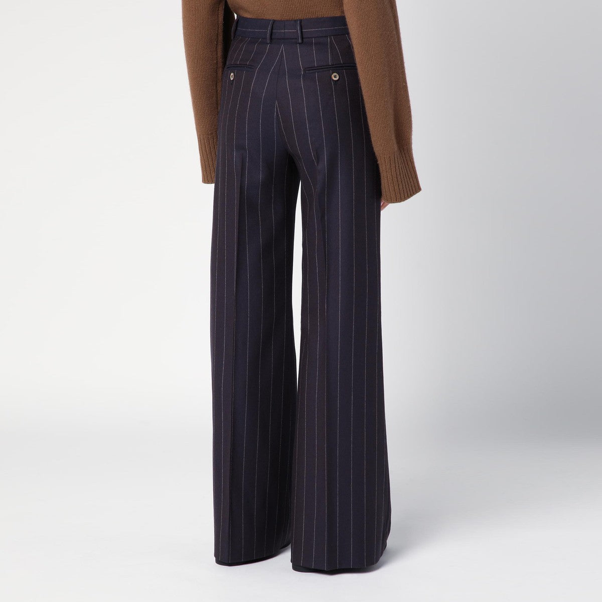 QUELLEDUE Blue wool-blend pinstripe trousers