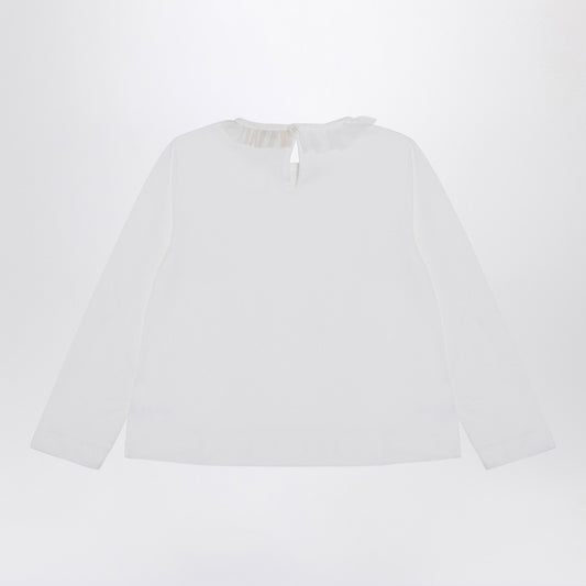 Il Gufo White jersey with ruffle collar