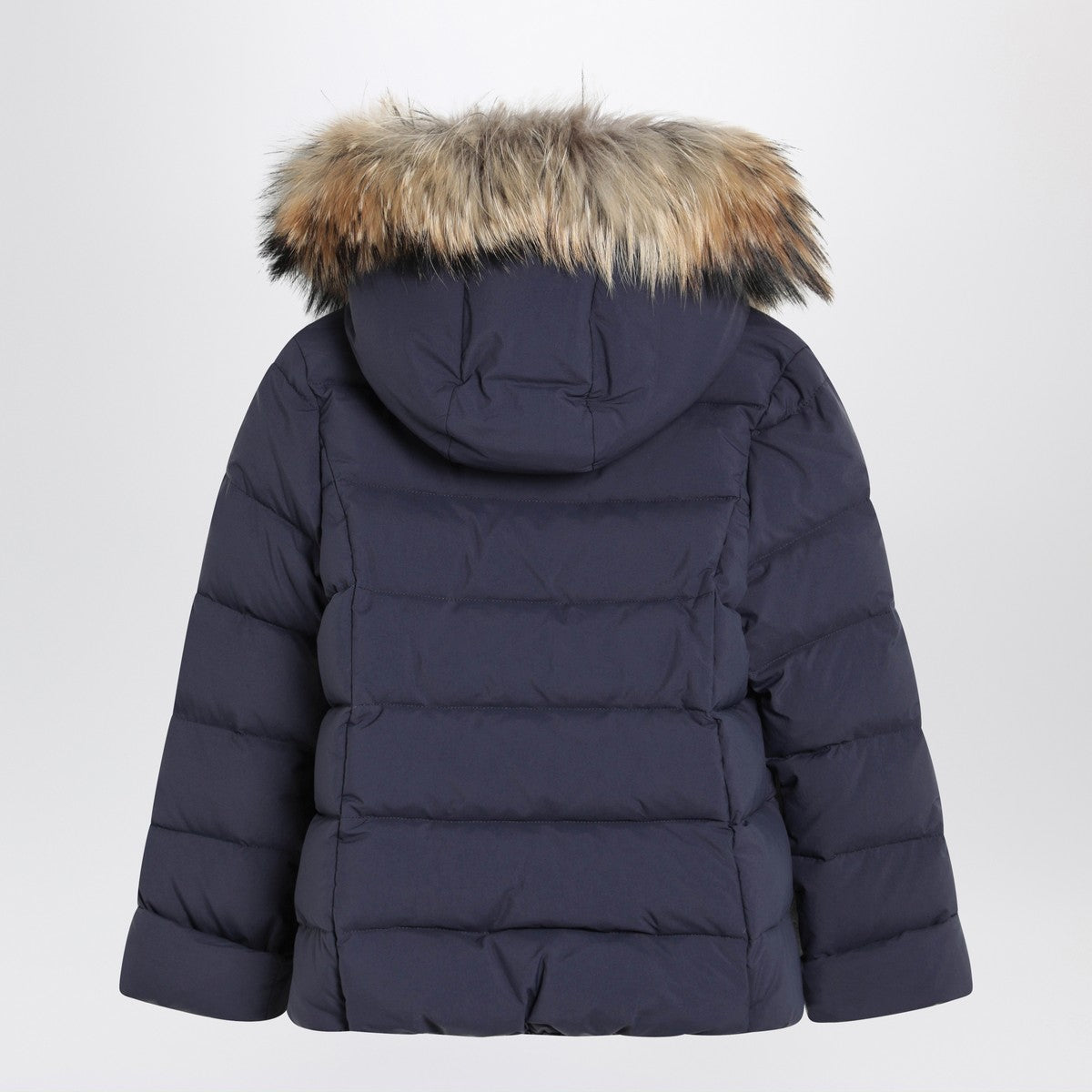 Il Gufo Blue nylon hooded down jacket