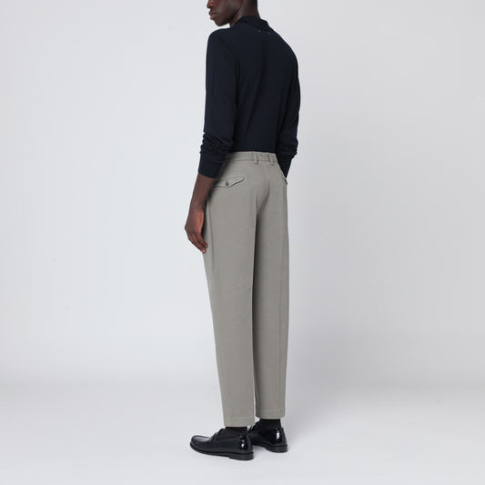 Santaniello Gray cotton and cashmere trousers