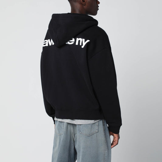 Awake NY Black hooded sweatshirt with logo print