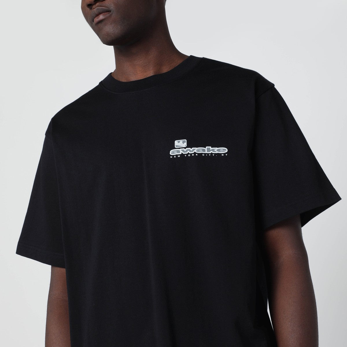 Awake NY Black cotton T-shirt with logo