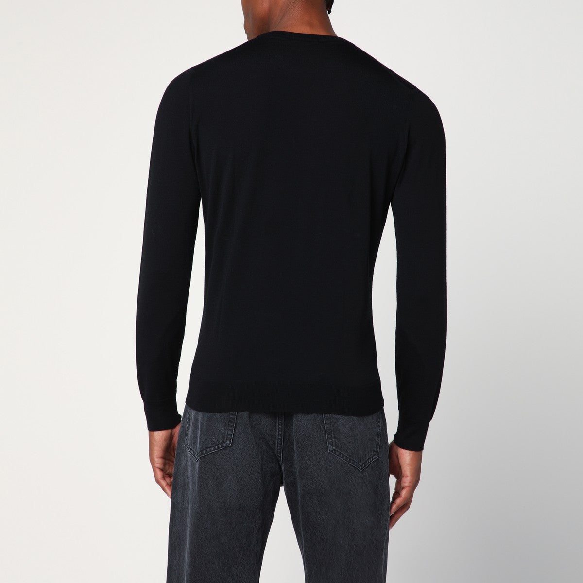 Drumohr Black wool crew neck sweater