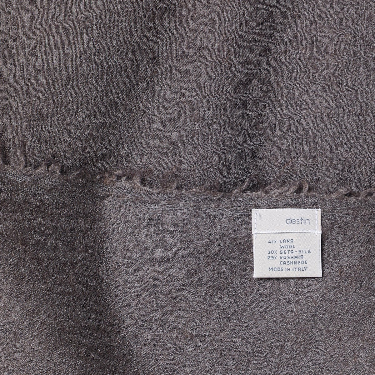 Destin Mud-coloured wool-silk blend scarf