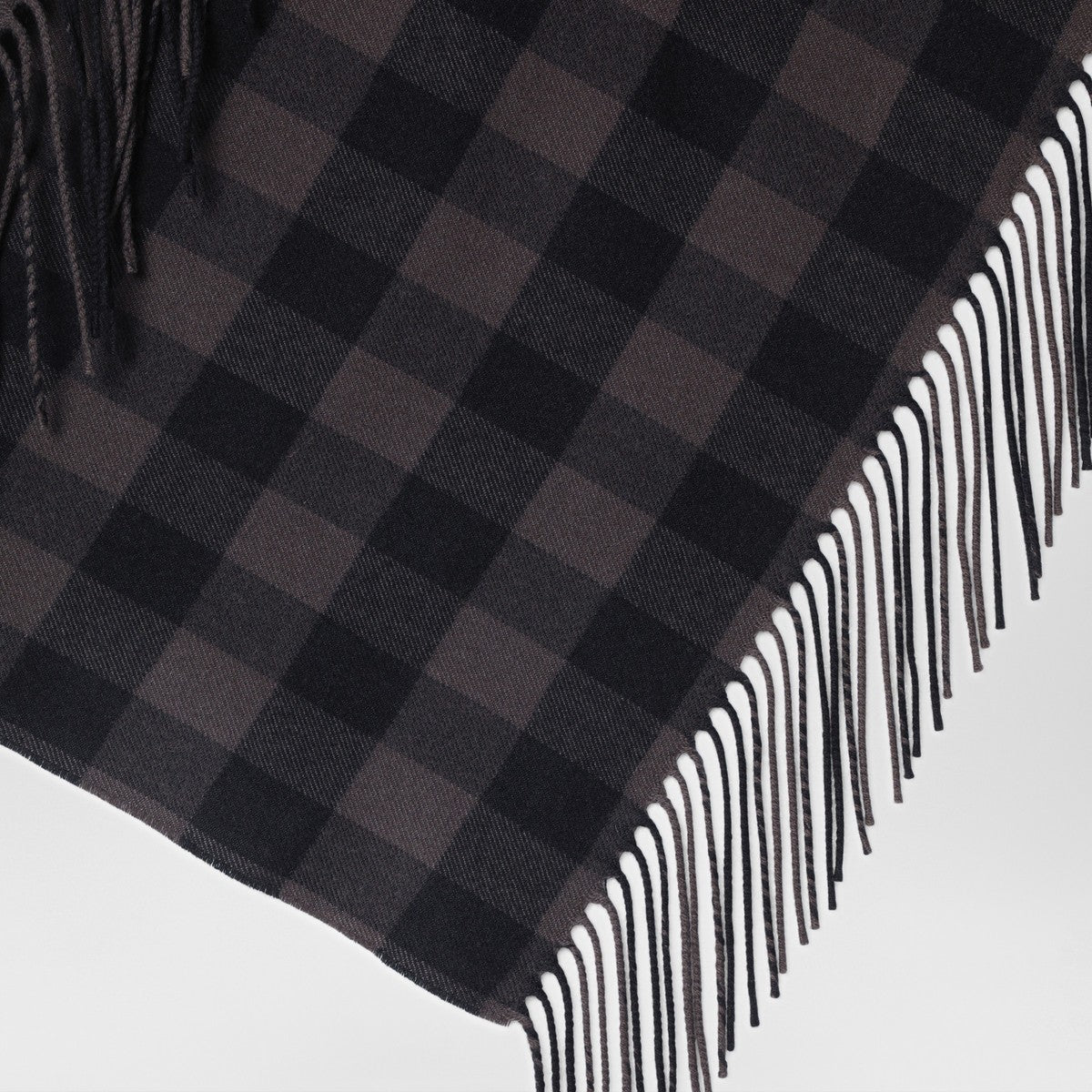 Destin Brown check wool and cashmere shawl