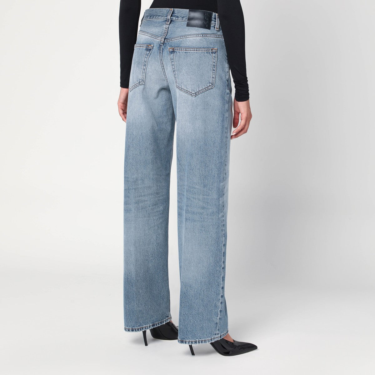 HAIKURE Wide blue washed effect jeans