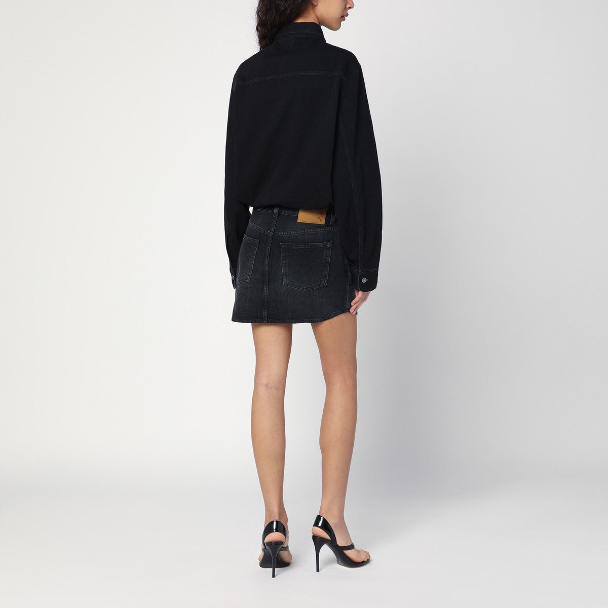 HAIKURE Washed black Tamu mini dress in denim