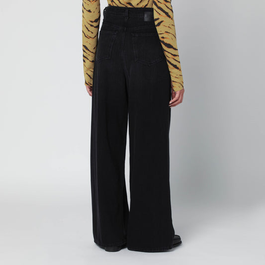 GANNI Black washed-effect baggy jeans