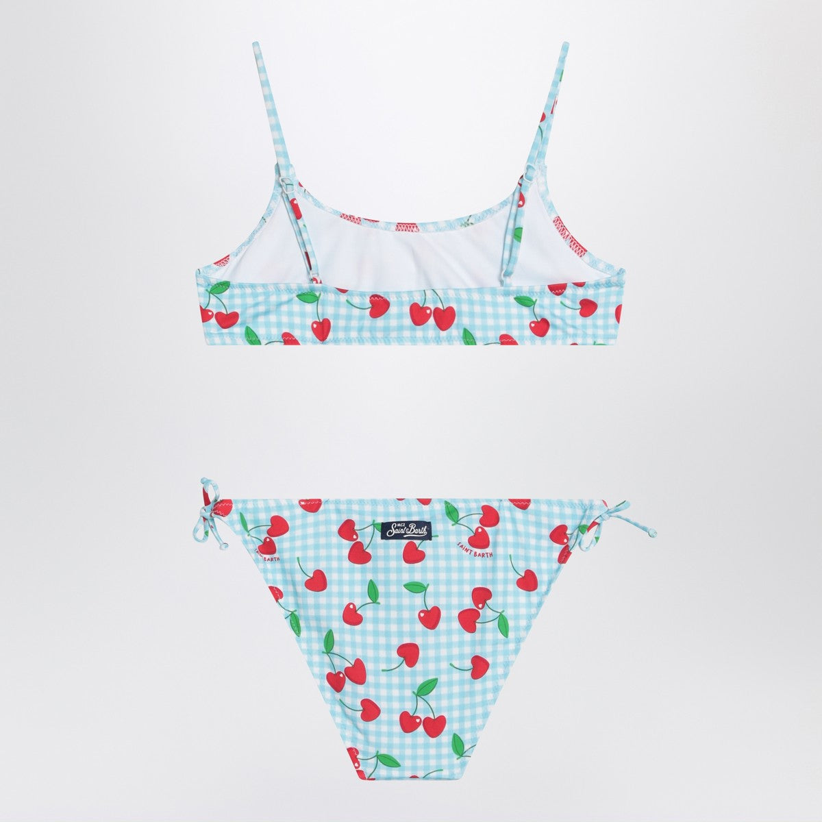 MC2 Saint Barth Bralette bikini with Vichy and cherries pattern