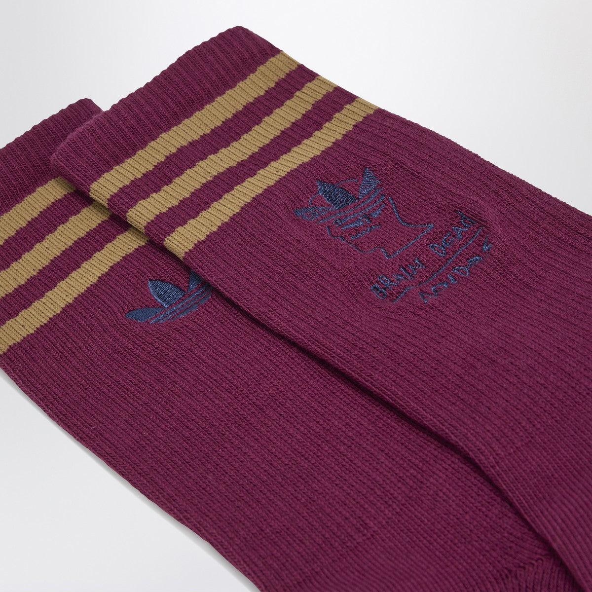 adidas x Brain Dead Maroon red socks with logo