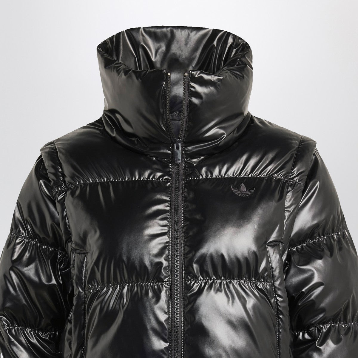 adidas Originals Shiny black convertible cropped puffer jacket