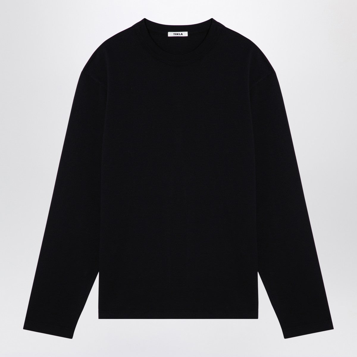 Tekla Black pyjama crew-neck sweater
