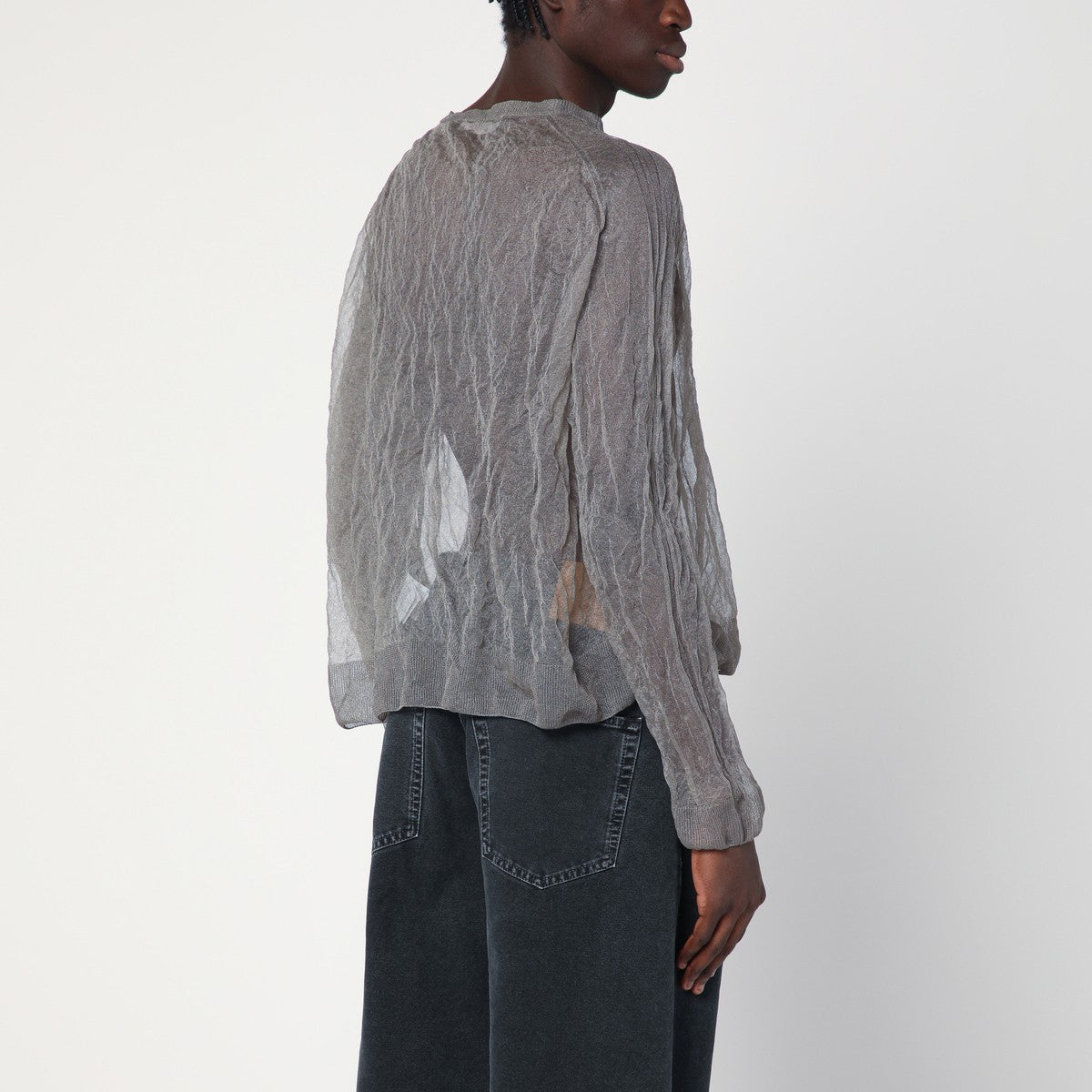 Our Legacy Semi-transparent grey sweater in silk blend