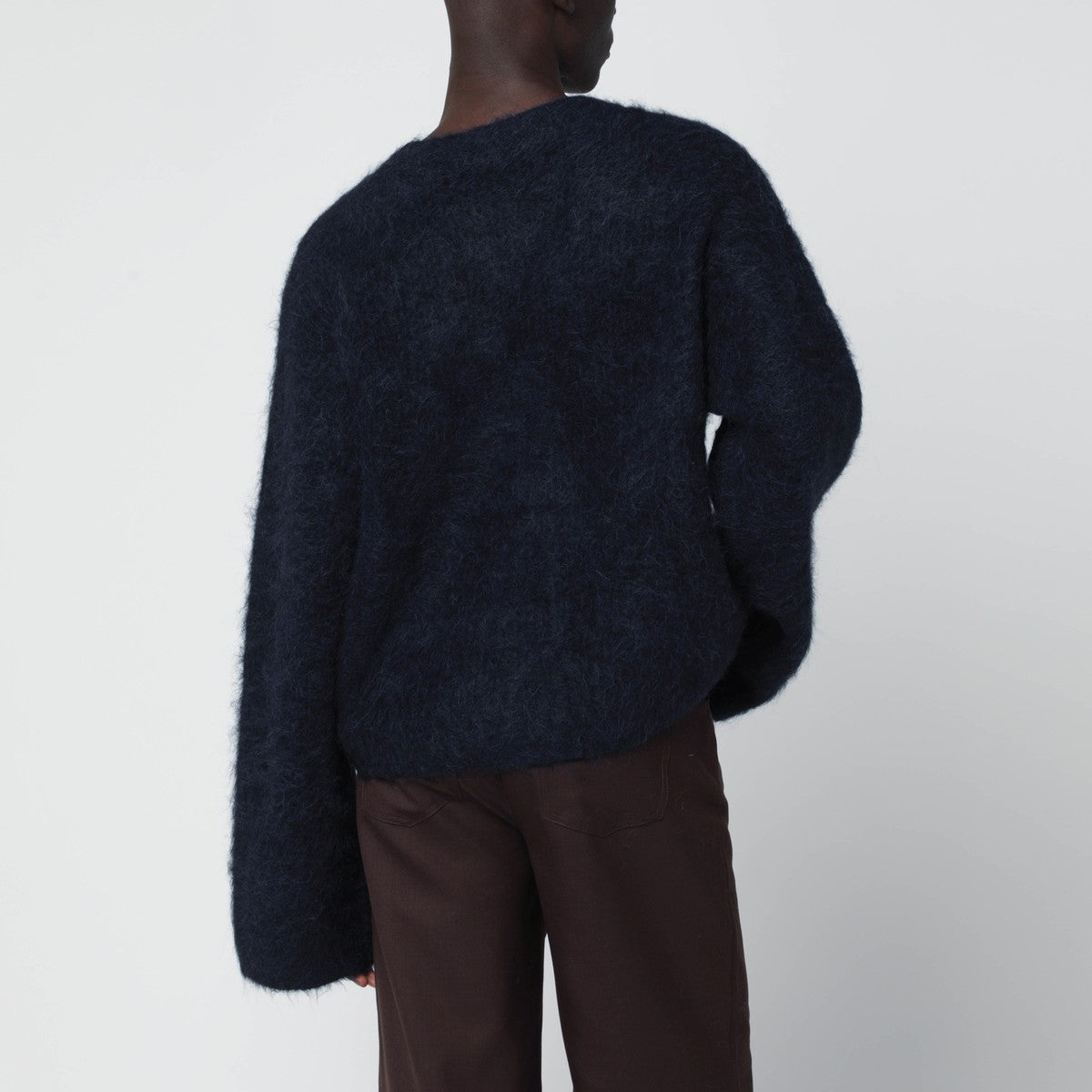 Séfr Lee blue cardigan in textured alpaca yarn