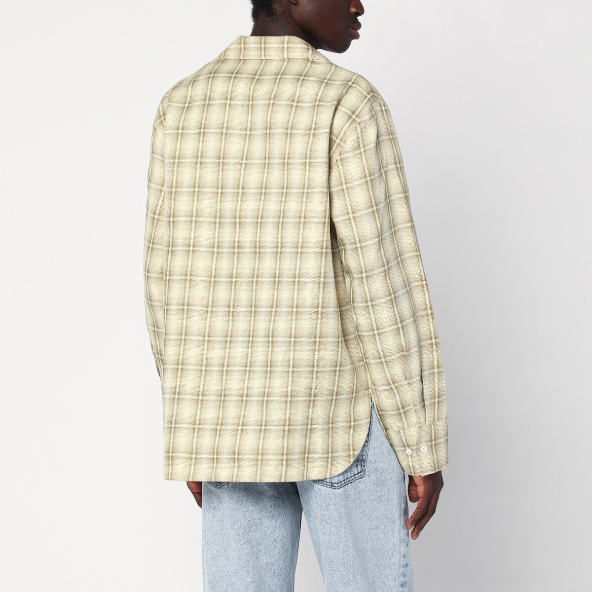 Séfr Ignacio check pattern shirt in cotton and linen
