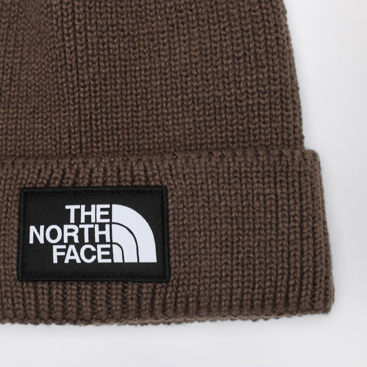 The North Face Brown beanie with logo patch