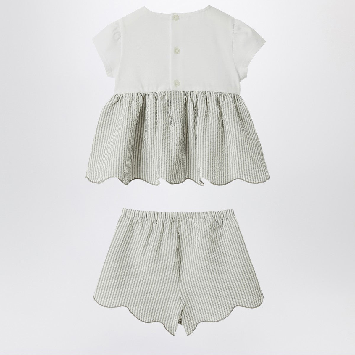 Il Gufo Granite-coloured outfit in jersey and seersucker