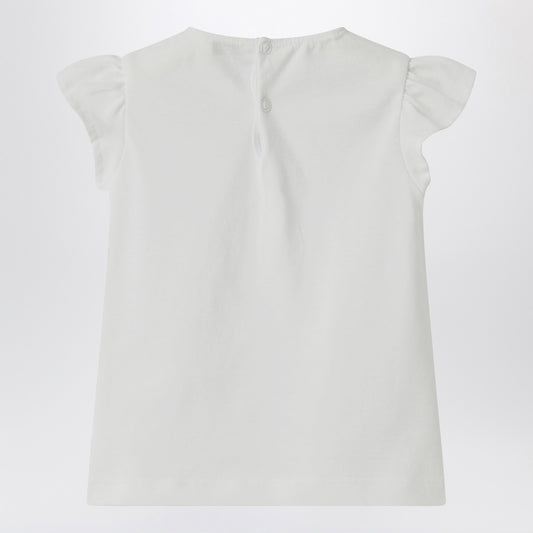 Il Gufo White T-shirt with ruffled sleeves