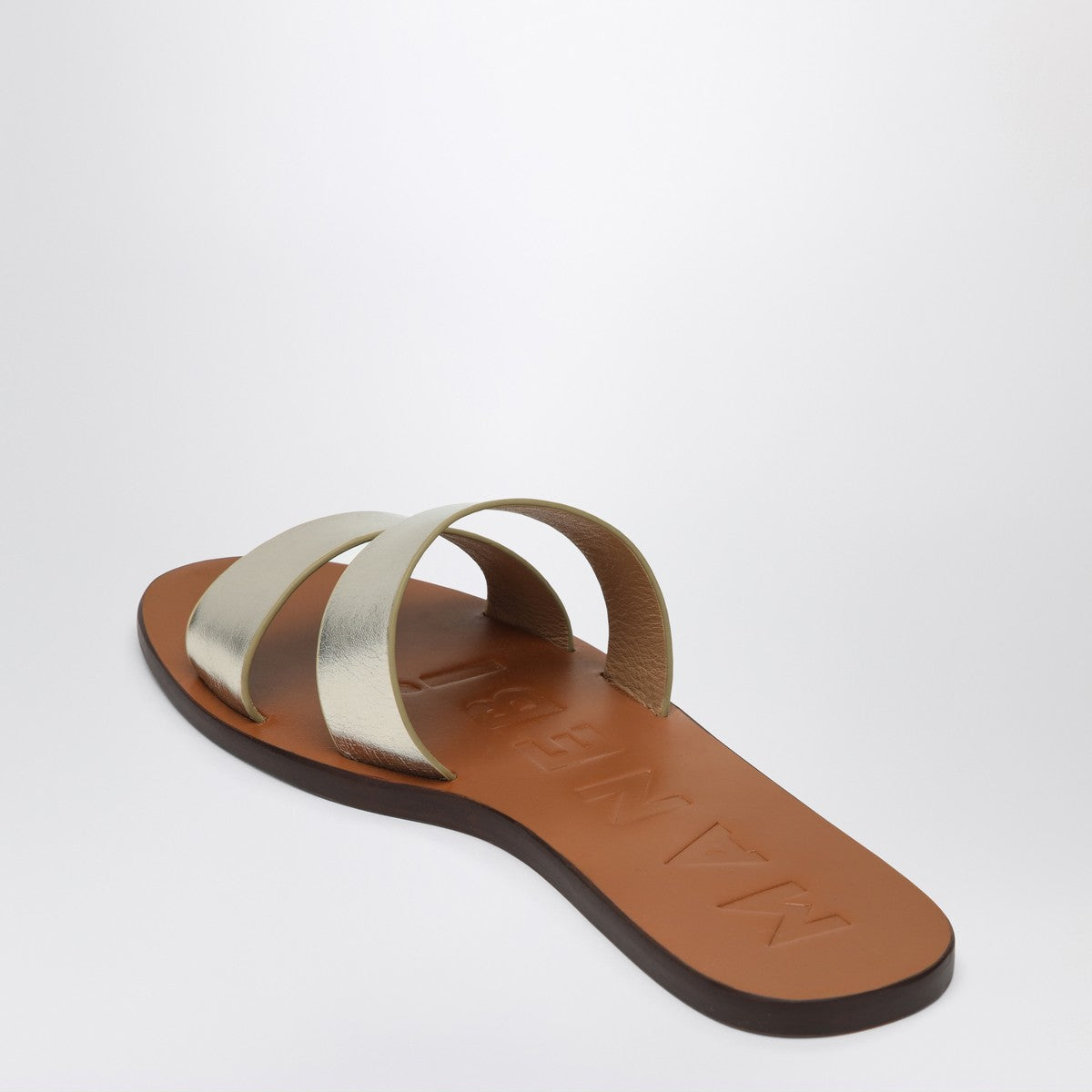Manebí Platinum colored strap sandals in leather