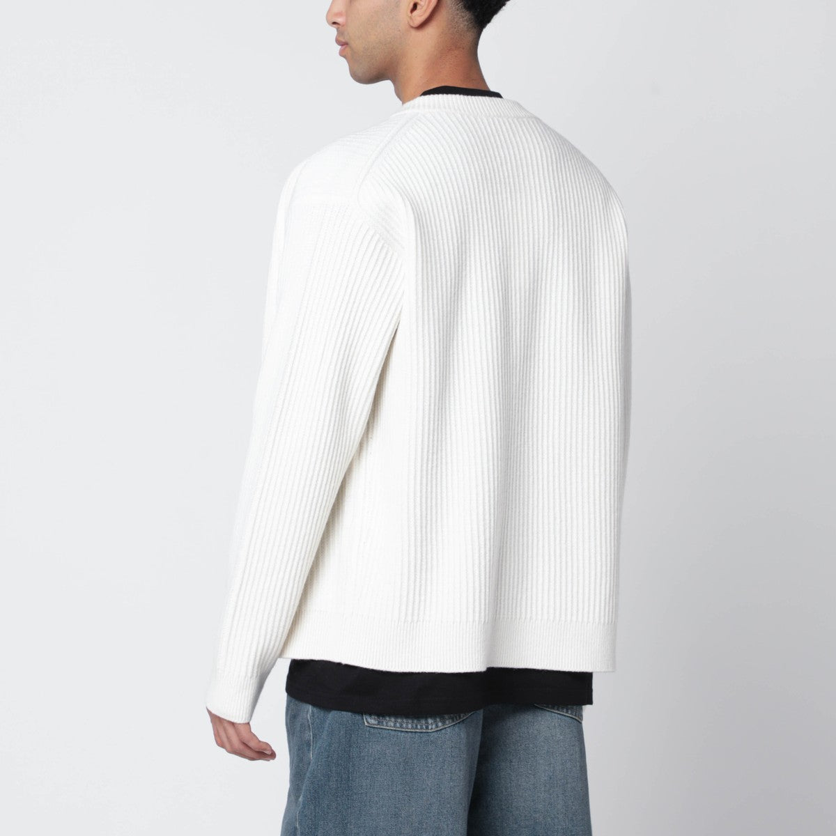 Maison Kitsuné Ecru cardigan with logo patch