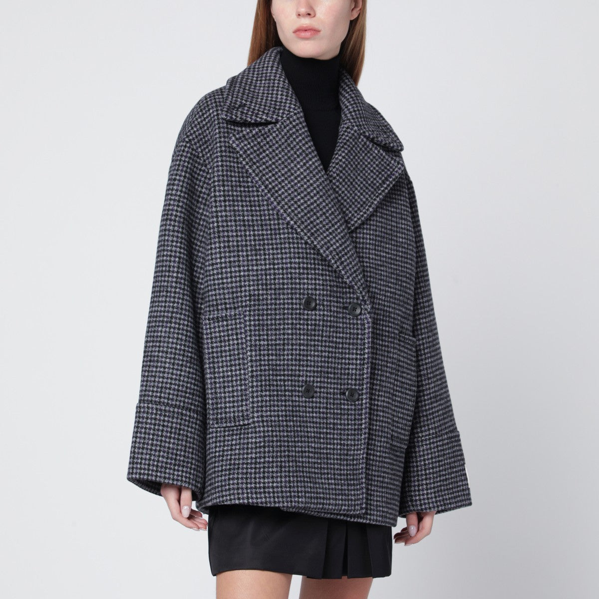 Calvin Klein Grey double-breasted houndstooth coat
