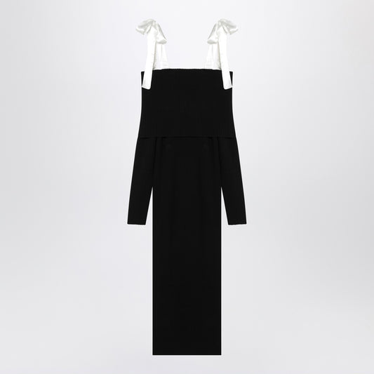 ROTATE Birger Christensen Black midi dress with bows