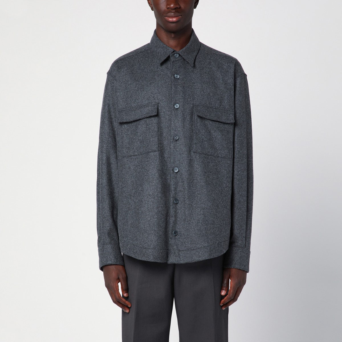 XACUS Grey wool blend overshirt