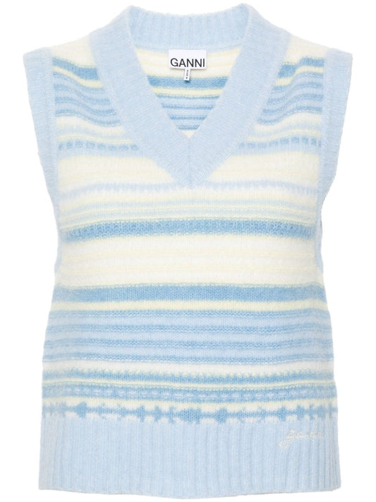 Ganni Striped sleeveless top