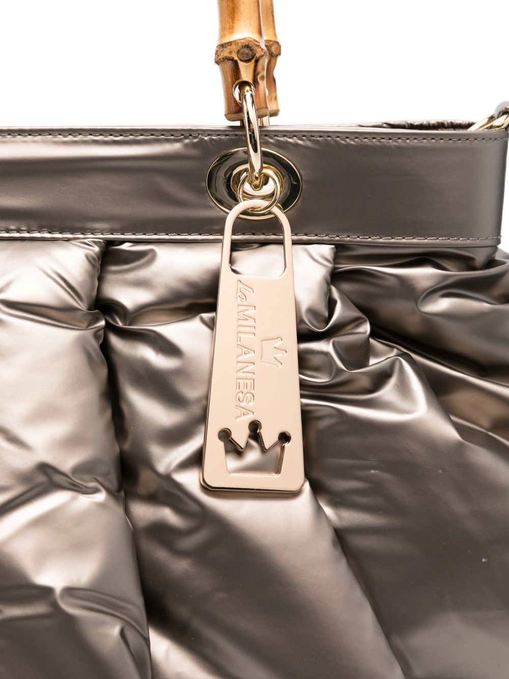 حقيبة يد كبيرة مبطنة من La Milanesa مع مقبض من الخيزران