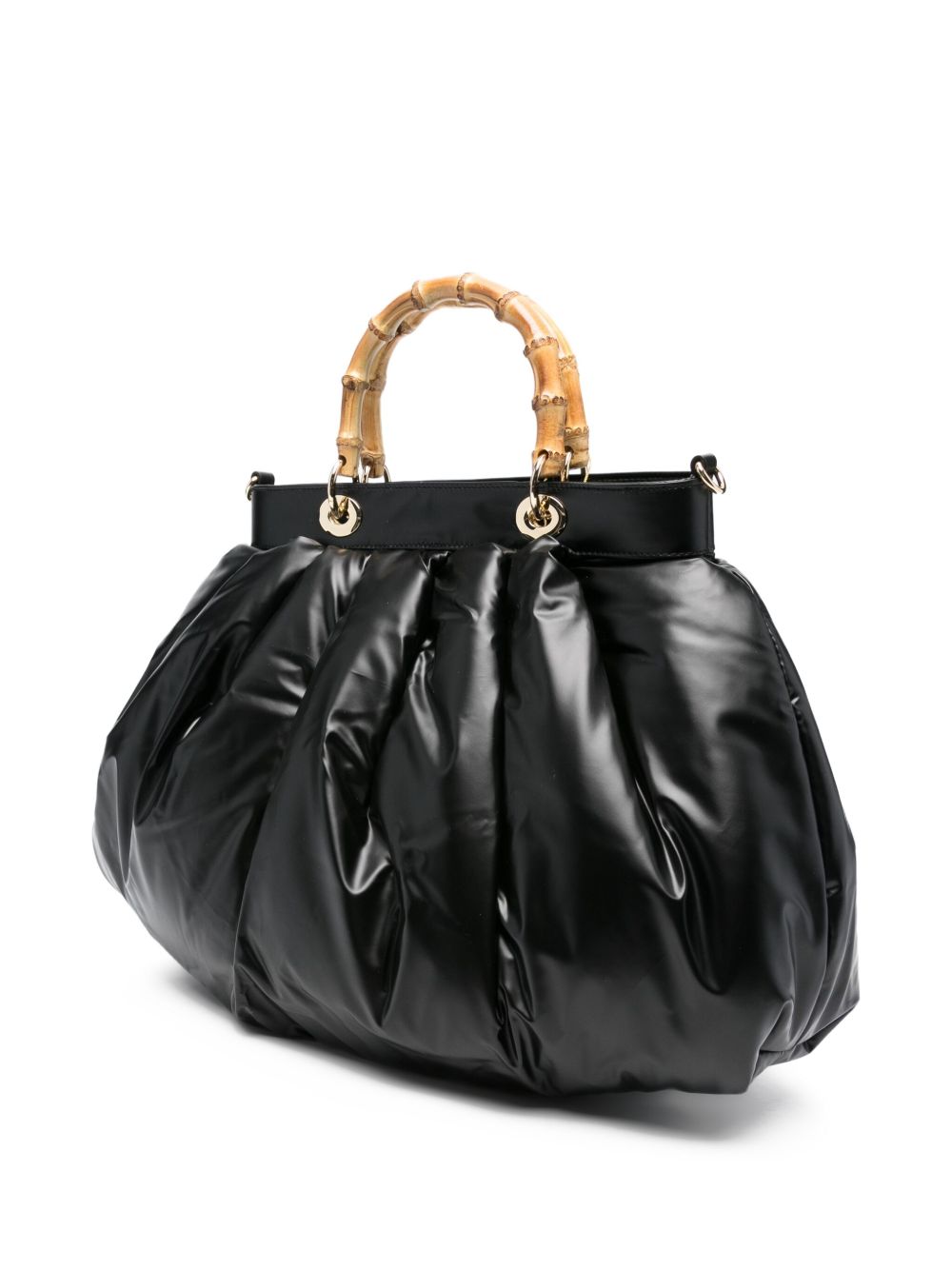 حقيبة يد كبيرة من La Milanesa مبطنة ومزودة بمقبض من الخيزران