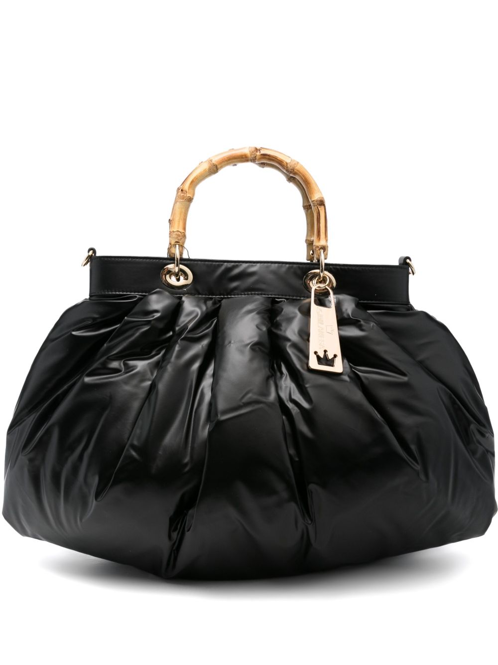 حقيبة يد كبيرة من La Milanesa مبطنة ومزودة بمقبض من الخيزران