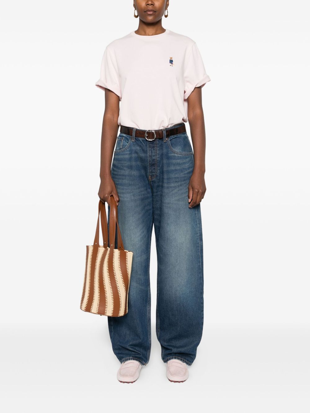 تيشيرت قطني من Maison Kitsuné مطرز بتطريز الثعلب