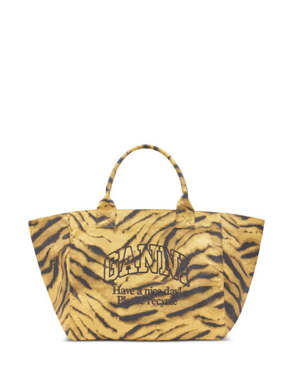 Ganni Tiger-print tote bag