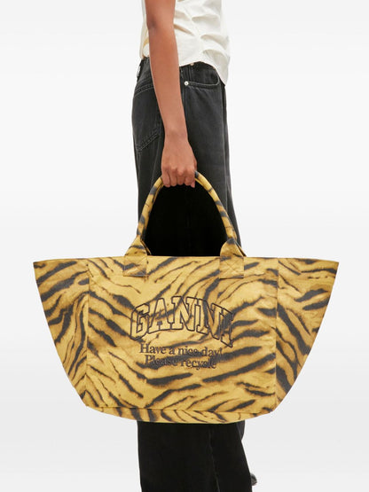 Ganni Tiger-print tote bag