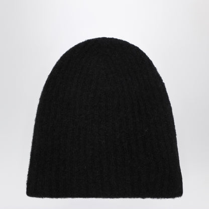 Roberto Collina Black cashmere ribbed beanie