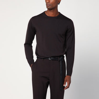 Roberto Collina Brown crew neck wool sweater