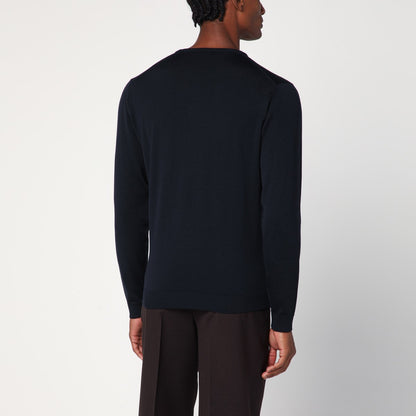 Roberto Collina Navy blue crew neck wool sweater