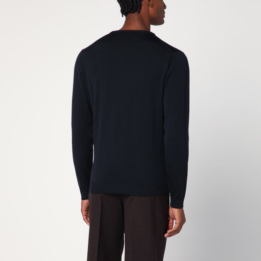 Roberto Collina Navy blue crew neck wool sweater