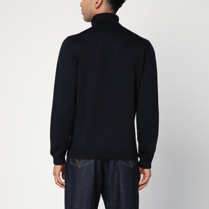 Roberto Collina Navy blue wool turtleneck sweater