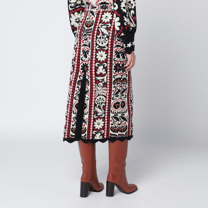 FARM Rio Ivory striped skirt with tapestry