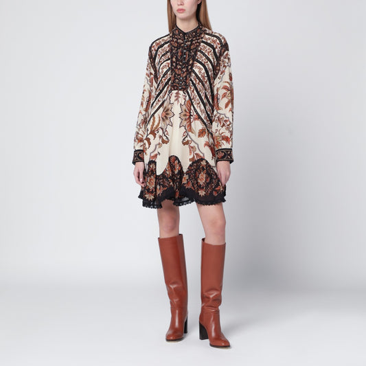 FARM Rio Sand Majestic Garden Lace mini dress