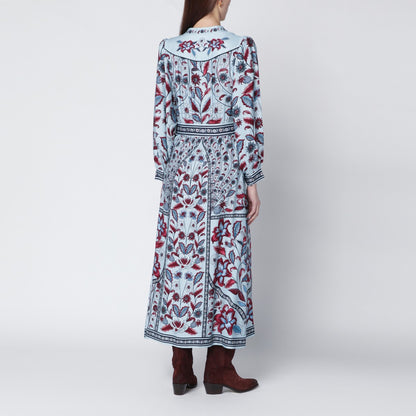FARM Rio Light blue midi dress with floral print